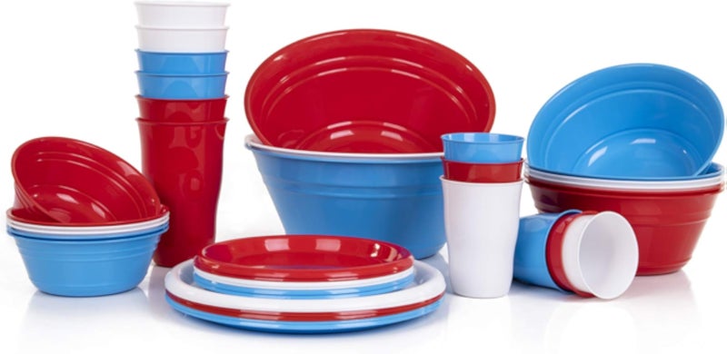 أوعية وجبات خفيفة منزلية من مينترا (مجموعة حفلات - 38 قطعة) (أحمر، أبيض، أزرق)